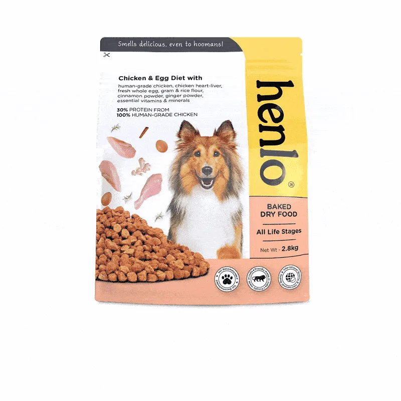 Henlo Chicken and Egg Baked Dry Food for Adult Dogs & Puppies | 100% Human Grade Ingredients