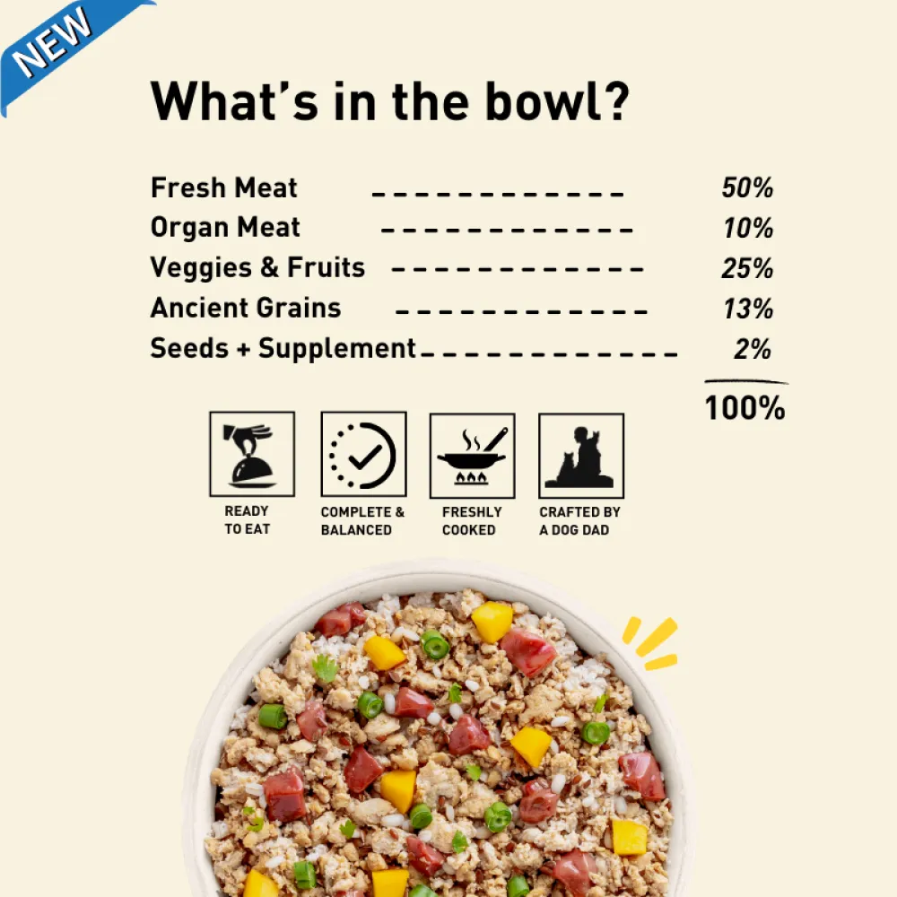 Homiee & Ginger Power Bowl Surf & Turf Fresh Food for Dogs
