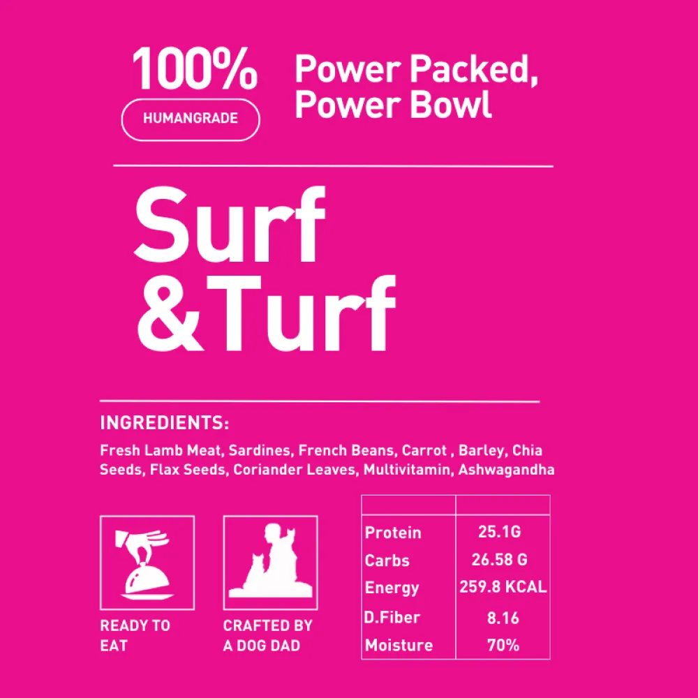 Homiee & Ginger Power Bowl Surf & Turf Fresh Food for Dogs