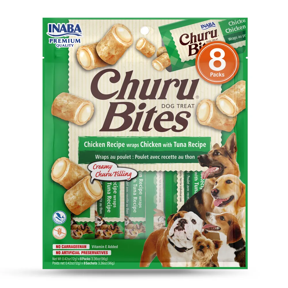 INABA Churu Bites Chicken Recipe Wraps Chicken with Tuna Flavour Dog Treats