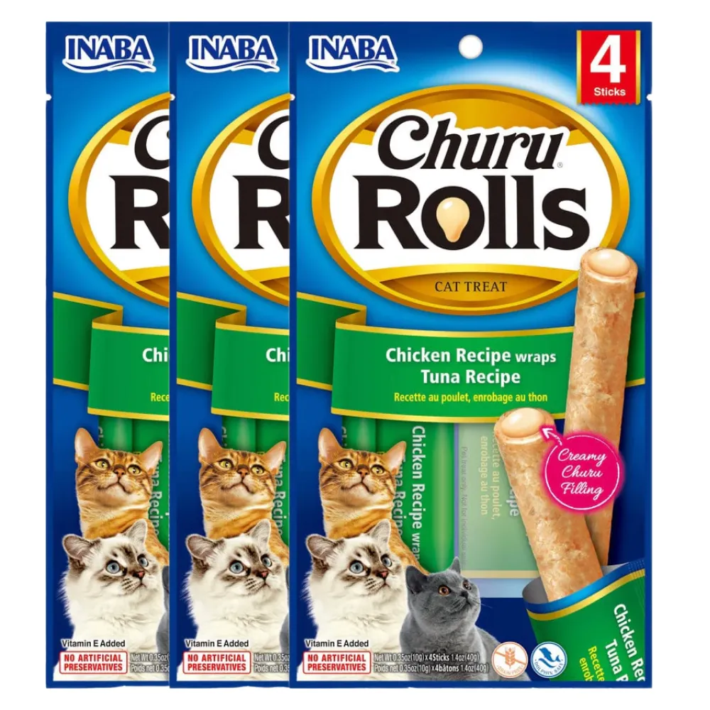 INABA Churu Rolls Chicken Recipe Wraps Tuna Cat Treats