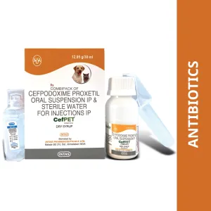 Intas Cefpet Dry Syrup (Cefpodoxime Proxetil) for Dogs and Cats (30ml)