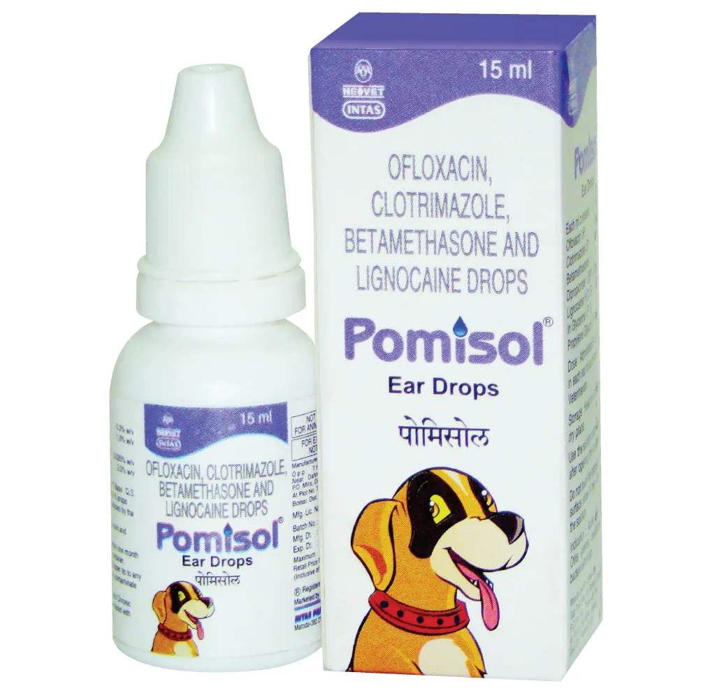 Intas Eazypet Dog Deworming Tablet (10 tablets) and Intas Pomisol Ear Drops for Dogs & Cats (15ml) Combo