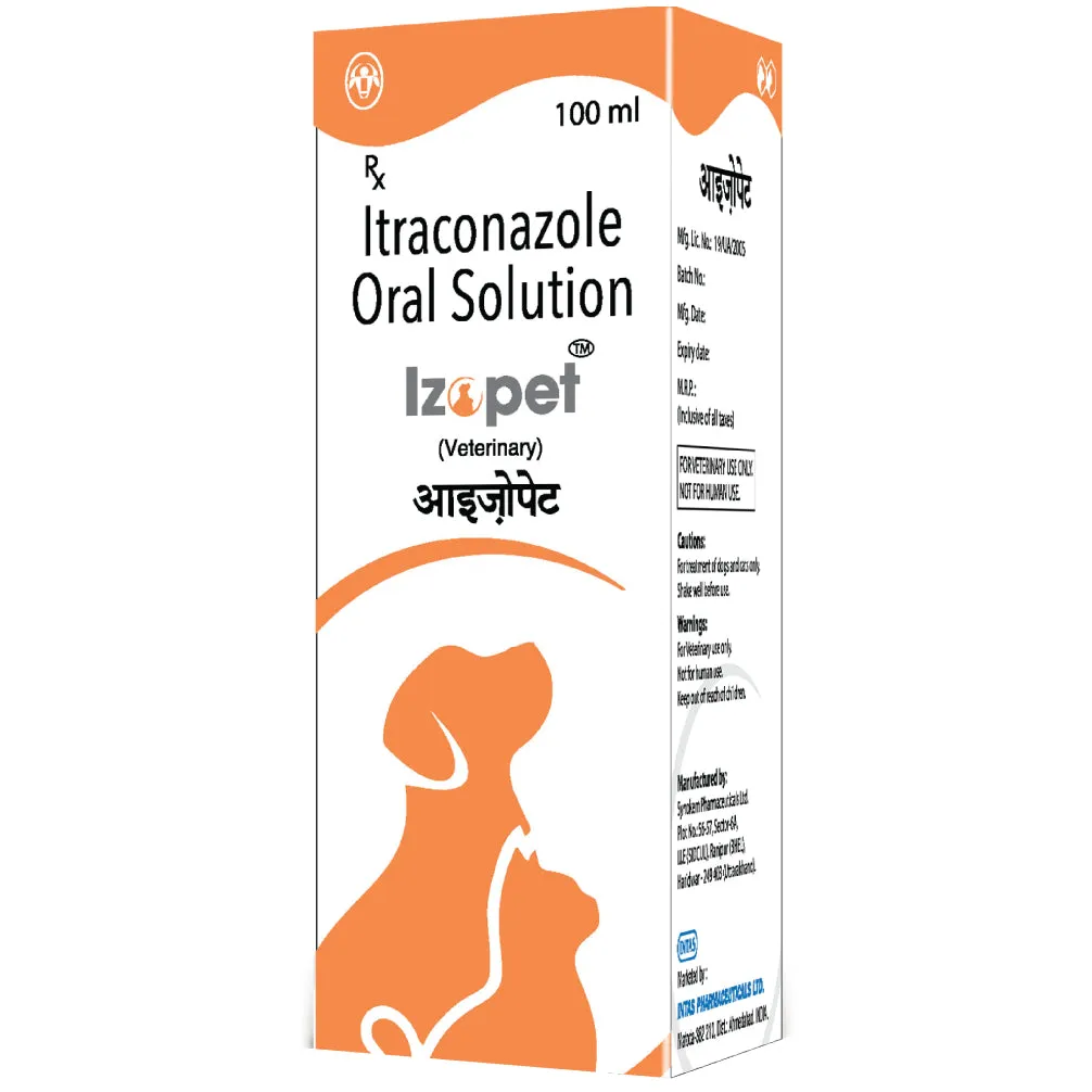 Intas Izopet Itraconazole Syurp for Dogs and Cats (100ml)
