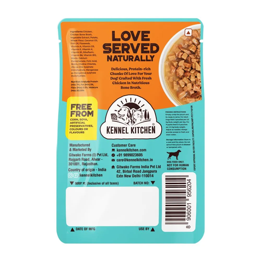 Kennel Kitchen Chicken Chunks in Gravy Wet Food and Henlo Chicken Pops Dog Treats Combo