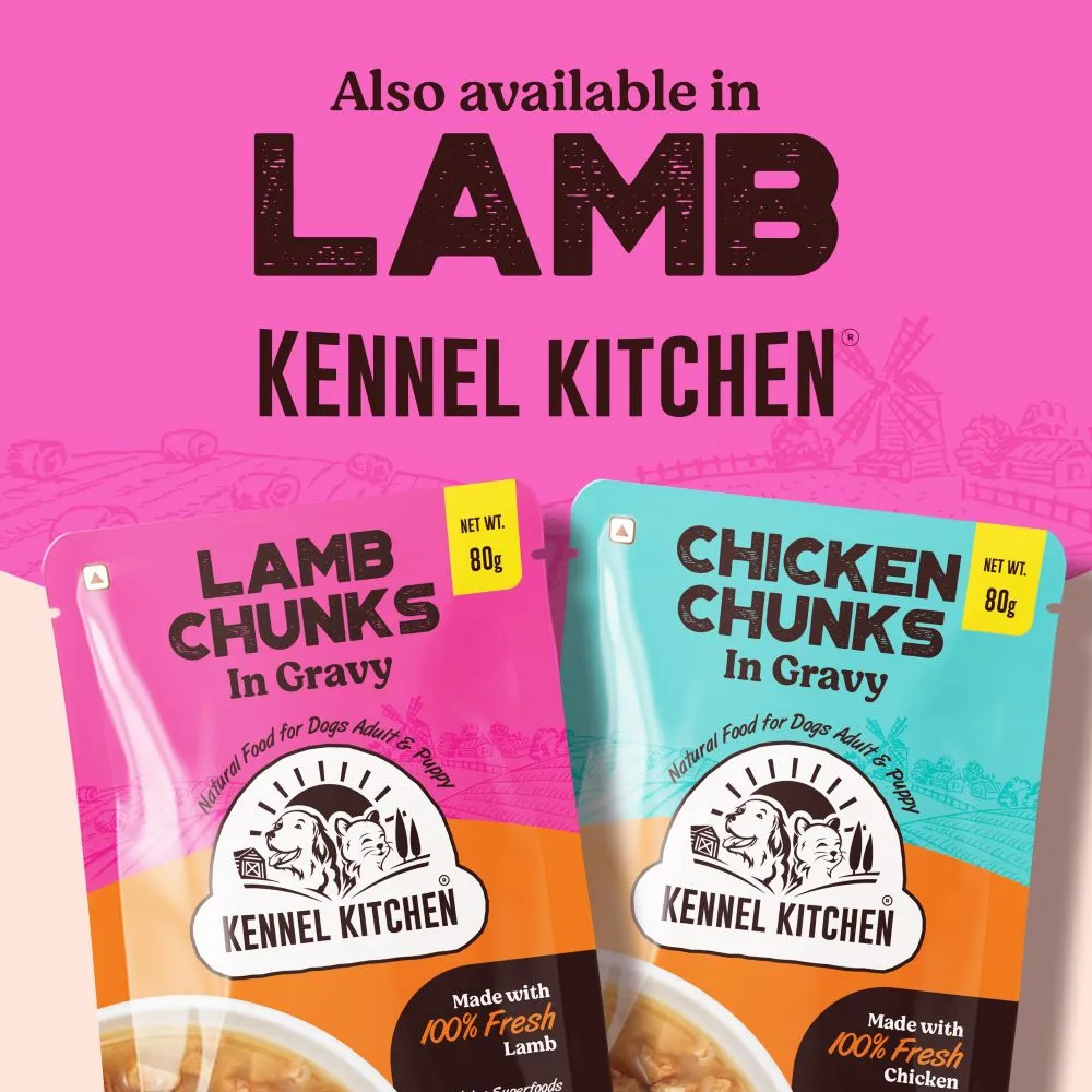Kennel Kitchen Chicken Chunks in Gravy Wet Food and Henlo Chicken Pops Dog Treats Combo