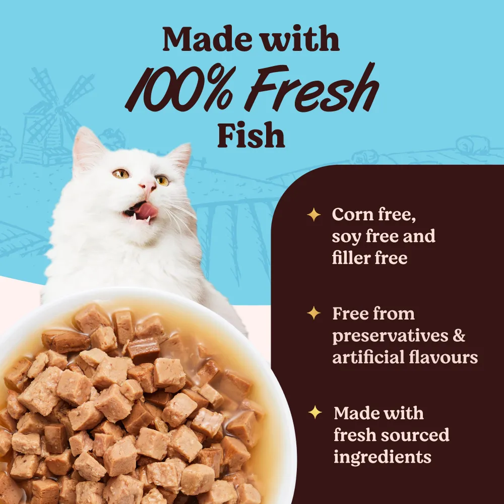 Kennel Kitchen Fish Chunks in Gravy Kitten and Creameroo Chicken with Mackerel Creamy Cat Treats Combo