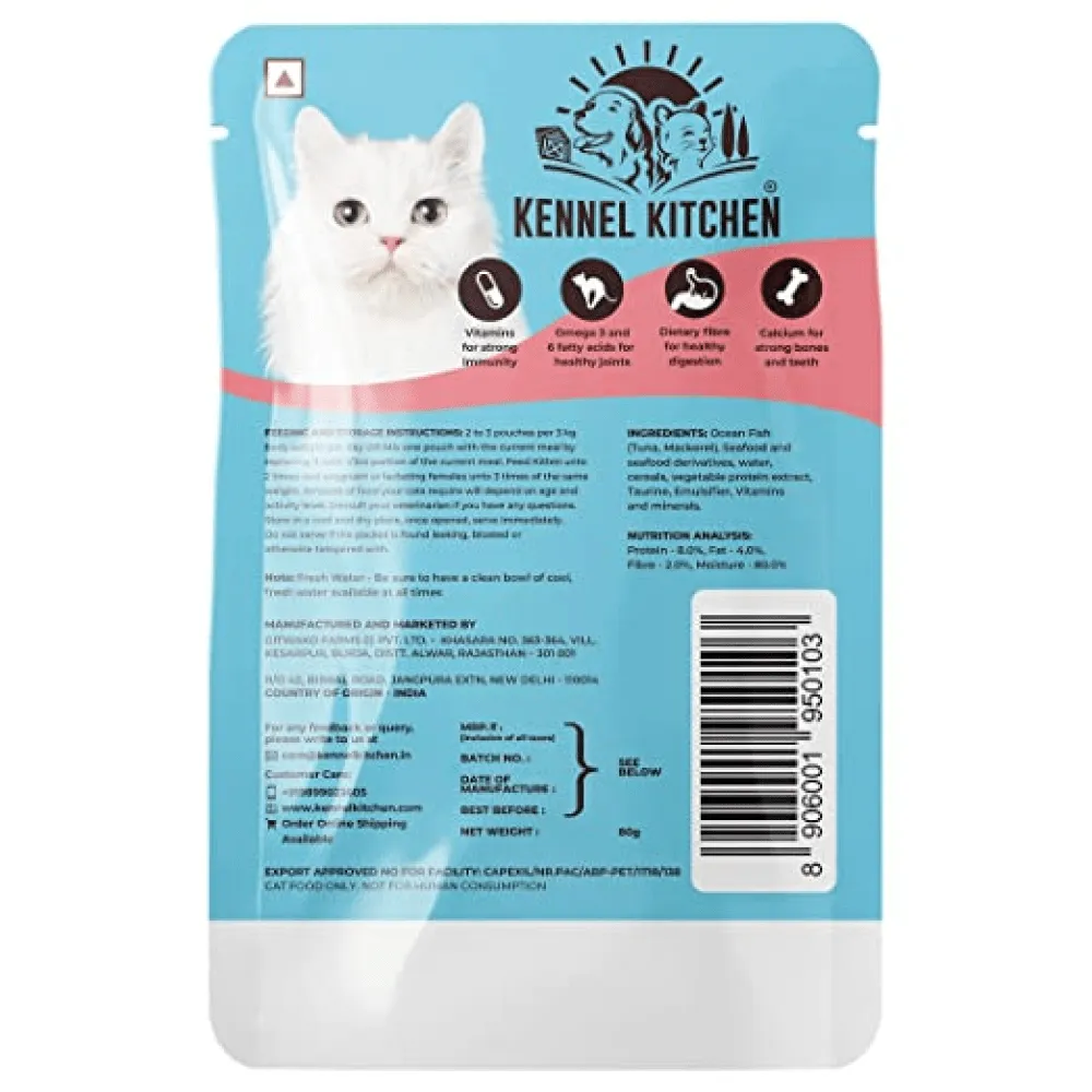 Kennel Kitchen Fish Chunks in Gravy Kitten and Creameroo Chicken with Mackerel Creamy Cat Treats Combo