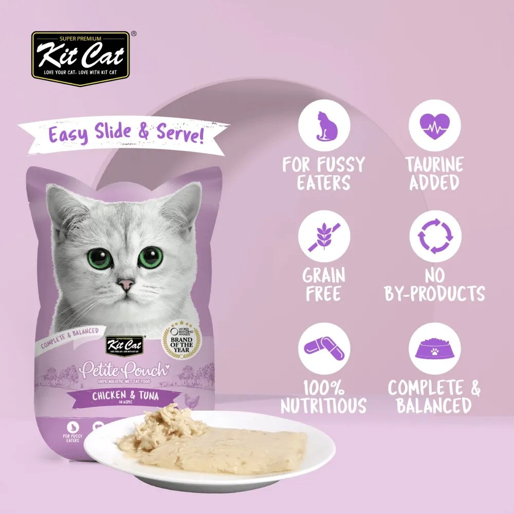 Kit Cat Chicken and Tuna and Chicken and Salmon Cat Wet Food Combo