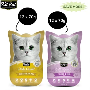 Kit Cat Chicken and Tuna and Chicken and Salmon Cat Wet Food Combo