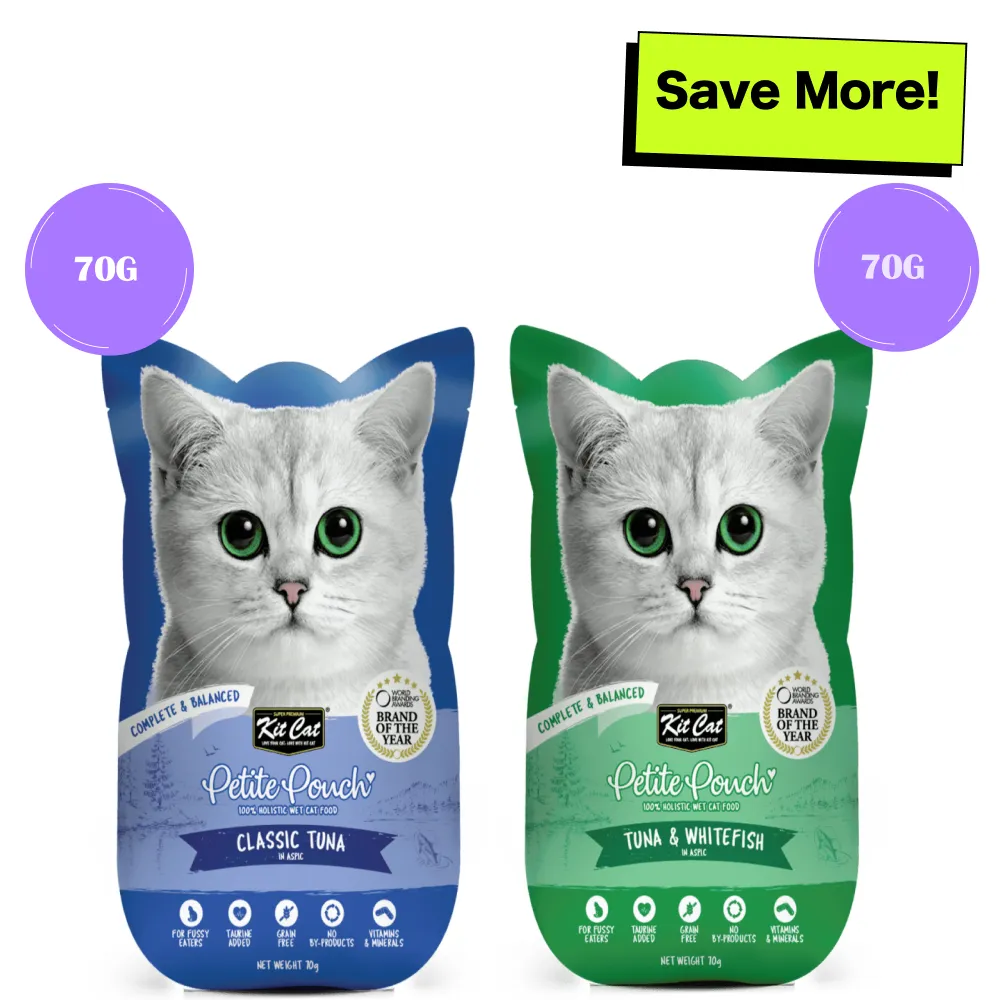 Kit Cat Tuna and White Fish and Classic Tuna Cat Wet Food Combo