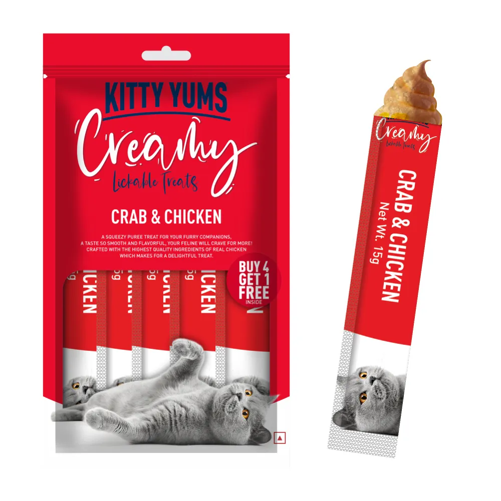 Kitty Yums Real Chicken and Crab & Chicken Creamy Cat Treats Combo