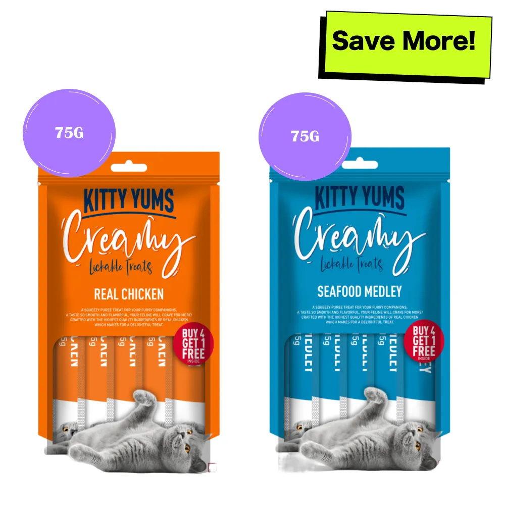 Kitty Yums Real Chicken and Seafood Medley Creamy Cat Treats Combo