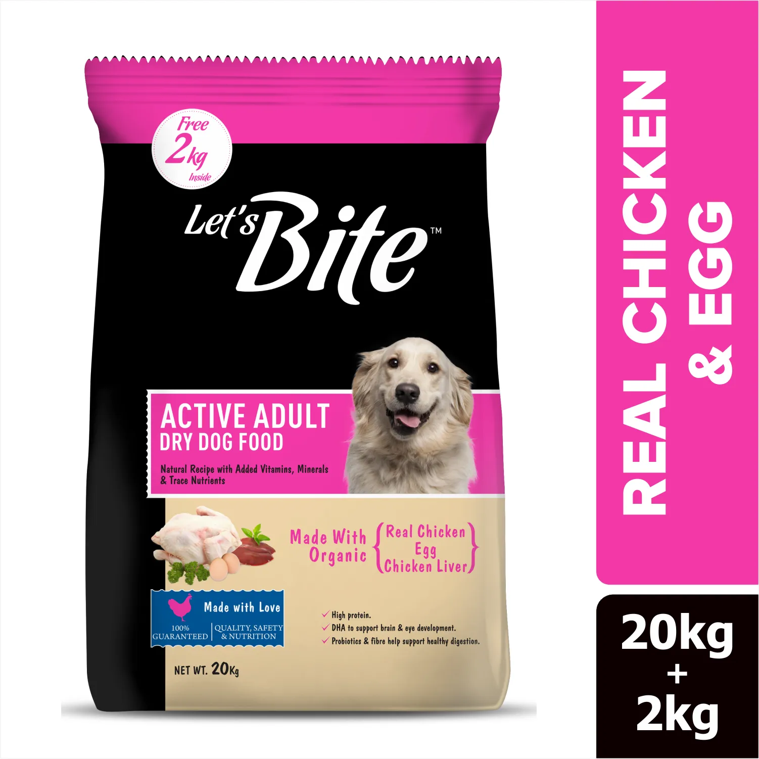 Let's Bite Active Adult Chicken Dry Food for Dogs