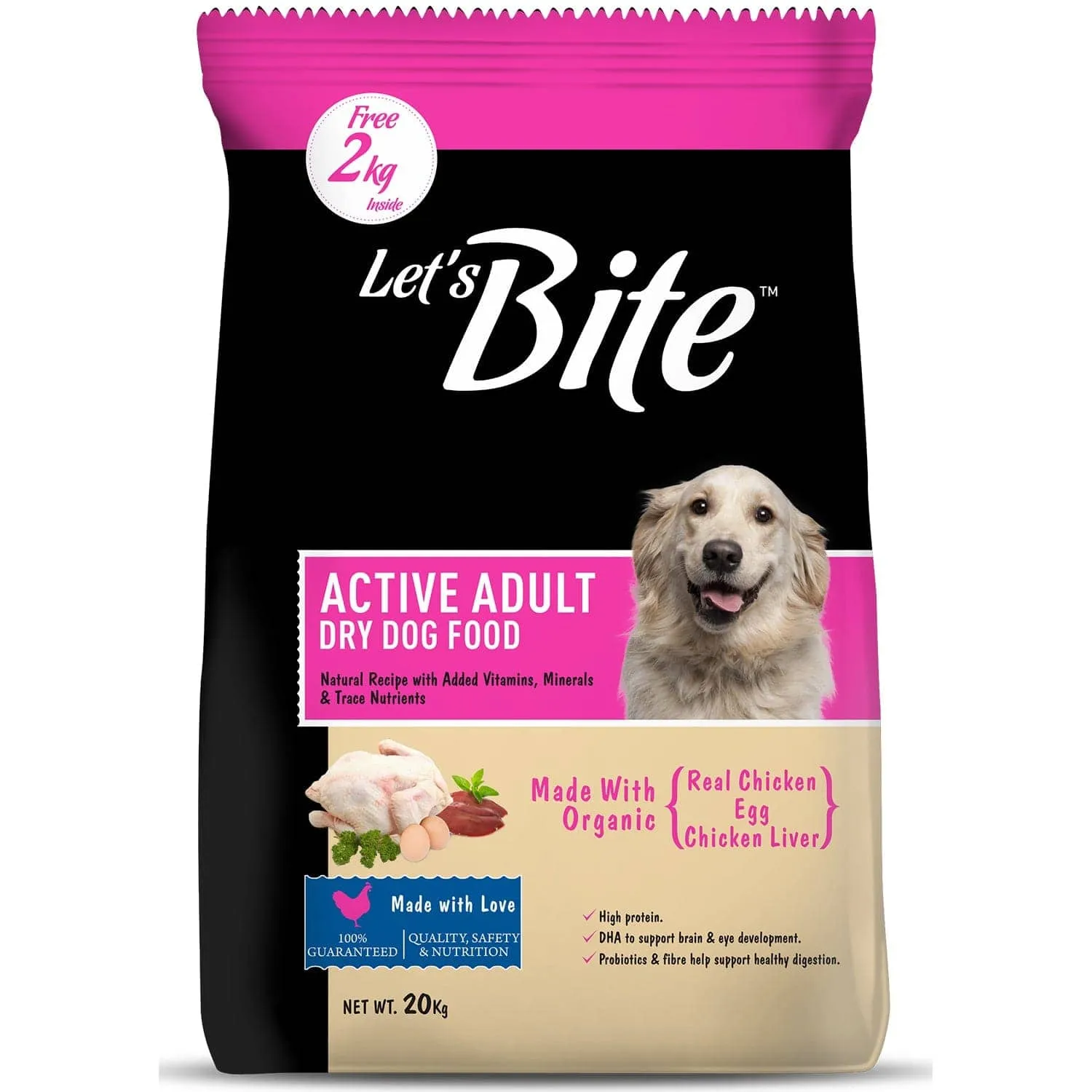 Let's Bite Active Adult Chicken Dry Food for Dogs