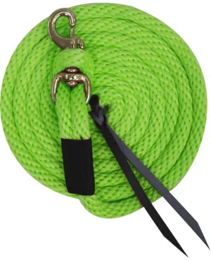 LIME 5/8" x 10' Deluxe poly lead with removable brass snap and leather ends.