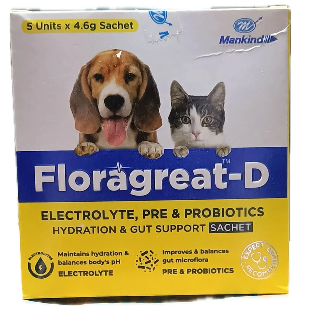 Mankind Floragreat D Probiotic & Electrolyte Supplements for Dogs and Cats