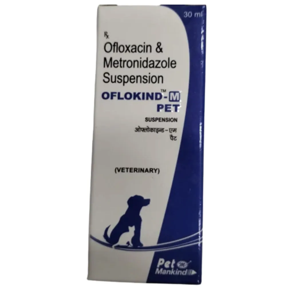 Mankind Oflokind M Pet (Ofloxacin & Metronidazole) Suspension for Dogs and Cats