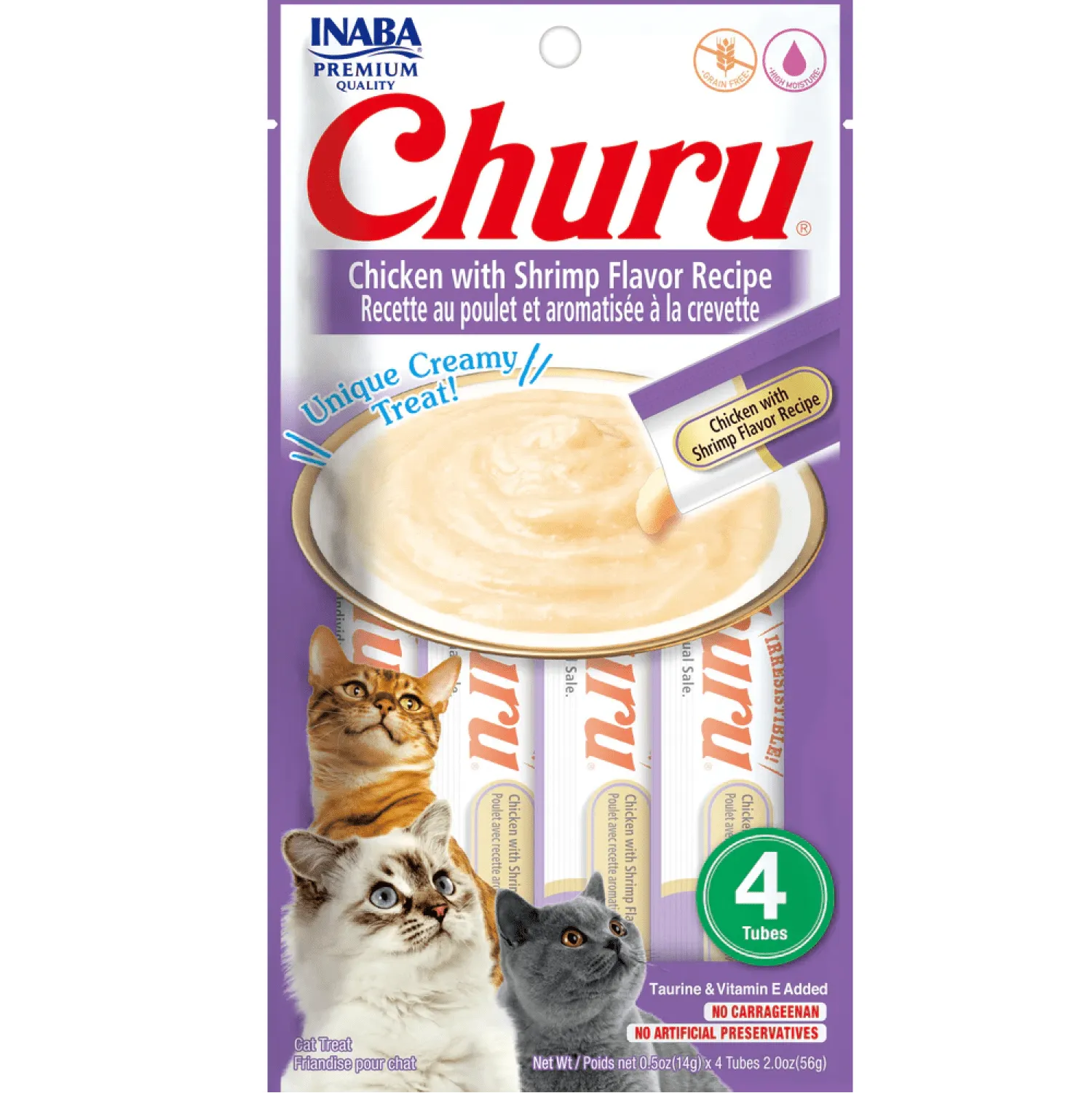 Me O Creamy Chicken & Liver and INABA Churu Chicken with Shrimp Creamy Cat Treats Combo (2 2)