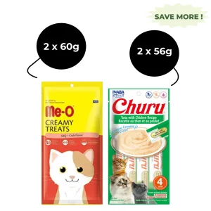Me O Creamy Crab and INABA Churu Tuna with Chicken Creamy Cat Treats (2 2)