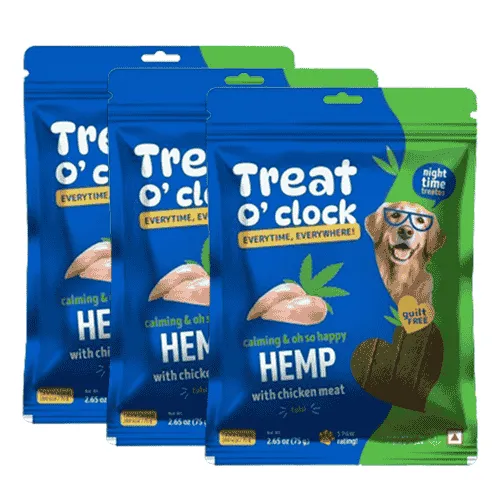 Natural Remedies Treat O'Clock Hemp with Chicken Meat Treats for Dogs