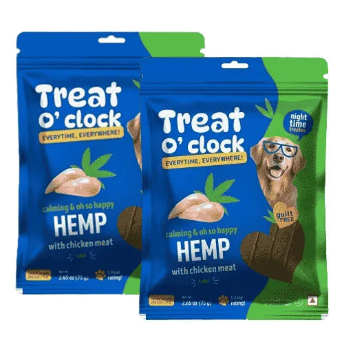 Natural Remedies Treat O'Clock Hemp with Chicken Meat Treats for Dogs