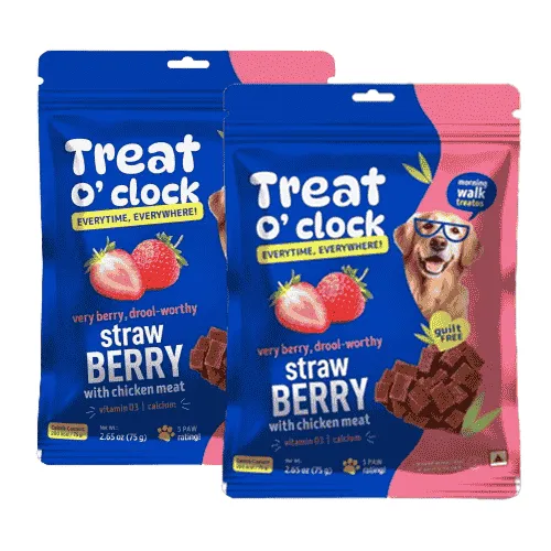 Natural Remedies Treat O'Clock Strawberry with Chicken Meat Treats for Dogs