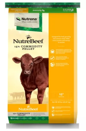 Nutrena NutreBeef 15% Commodity Pelleted Cattle Feed, 50 lb. Bag