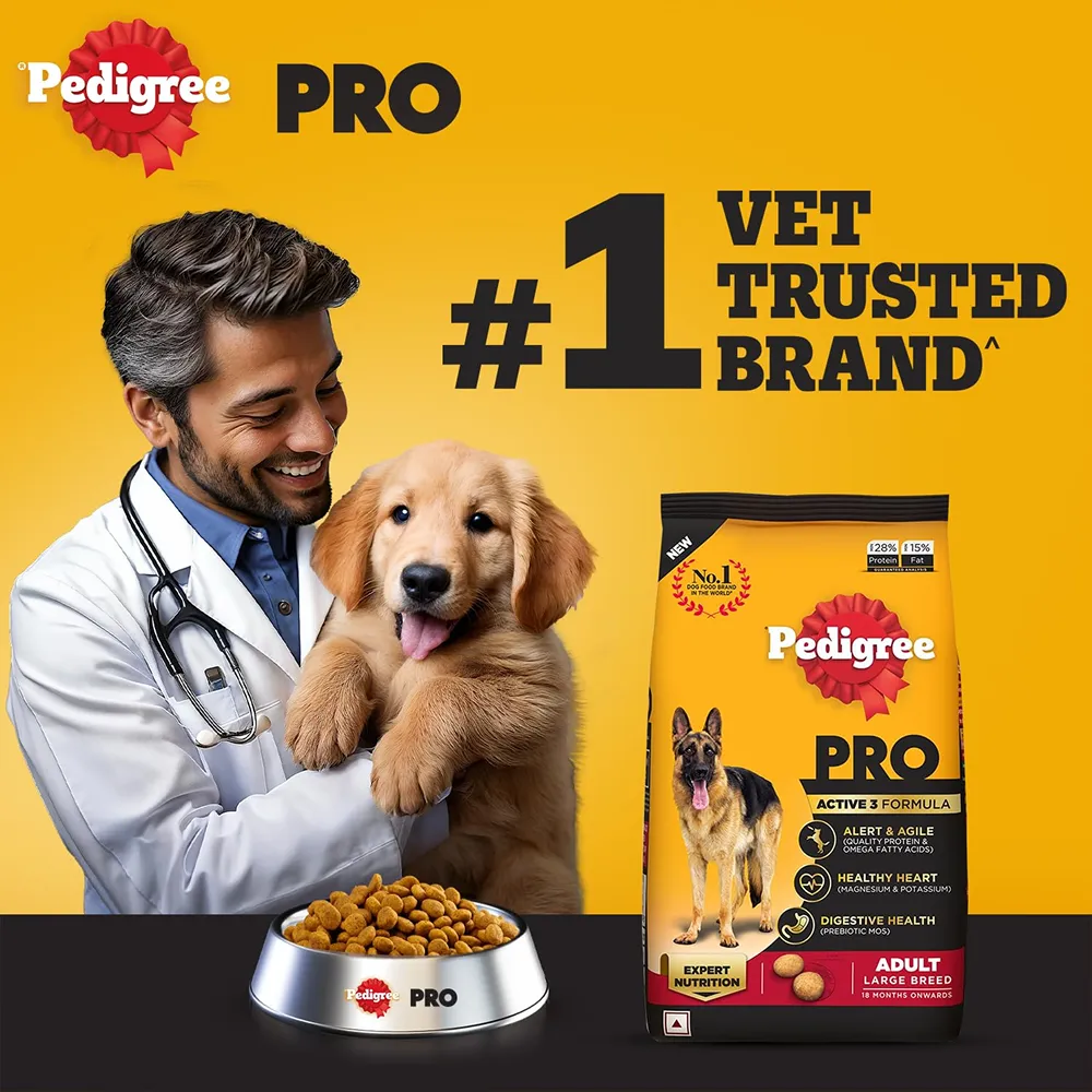 Pedigree PRO Expert Nutrition Active Adult (18 Months Onwards)  Dry Food and Henlo Chicken Pops Dog Treats