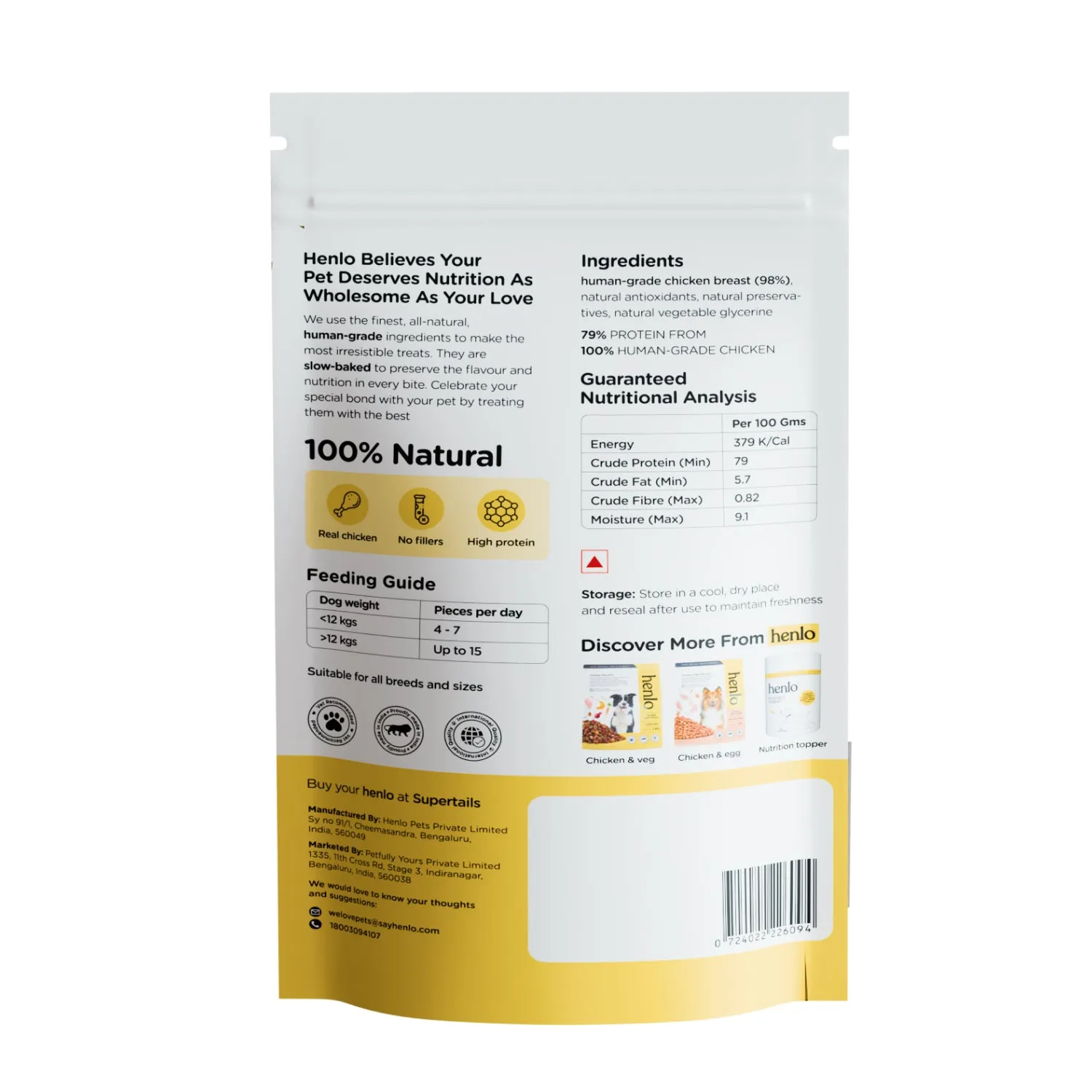 Pedigree PRO Expert Nutrition Active Adult (18 Months Onwards)  Dry Food and Henlo Chicken Pops Dog Treats