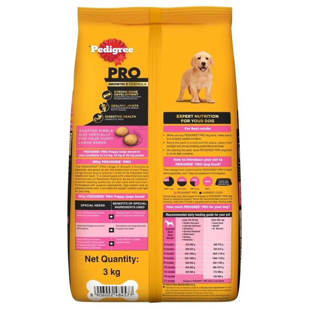 Pedigree PRO Expert Nutrition for Large Breed Puppy (3 to 18 Months) Dry Food and Pedigree Chicken & Liver Chunks in Gravy Puppy Wet Food Combo for Dogs