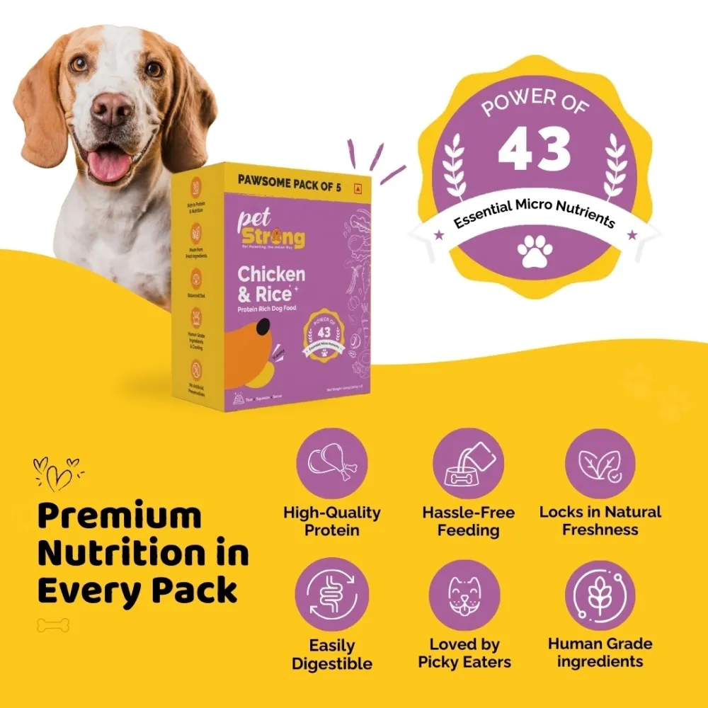 PetStrong Chicken and Rice Fresh Food and 2.2  Meal Protein Booster for Dogs Combo