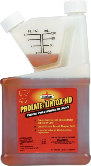 Prolate/Lintox-HD Insecticide Fly and Tick Spray, Backrubber for Livestock 32 oz