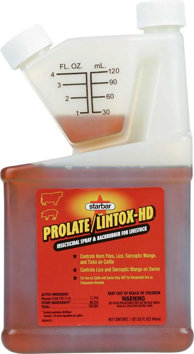 Prolate/Lintox-HD Insecticide Fly and Tick Spray, Backrubber for Livestock 32 oz