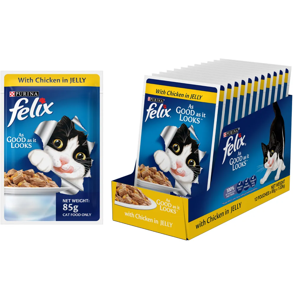 Purina Felix Chicken with Jelly and Salmon with Jelly Adult Cat Wet Food Combo