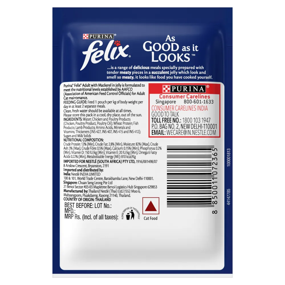 Purina Felix Mackerel with Jelly and Sardine with Jelly Adult Cat Wet Food Combo