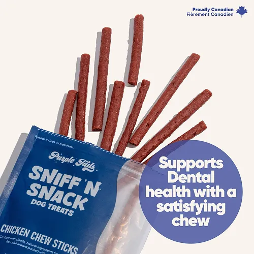 Purple Tails Sniff N Snack Chicken Chew Sticks Dog Treat