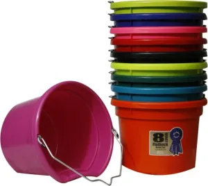 RED 8QT FLATBACK BUCKET -  8.5" TALL