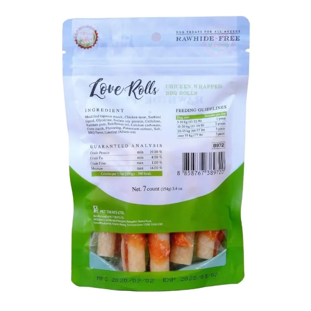 Rena Love Chicken Wrapped BBQ Rolls Dog Treats