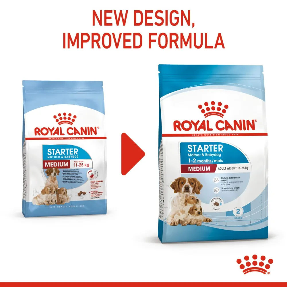 Royal Canin Medium Starter Dry Food for Medium Breed Dog and Puppies and Medium Puppy Dog Wet Food Combo