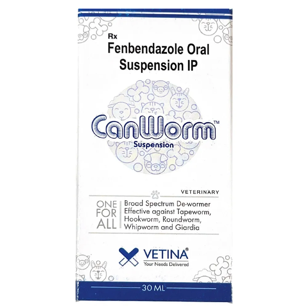Savavet Fiprofort Plus (Fipronil) Tick & Flea Control Spot On and Vetina Canworm (Fenbendazole) Pet Deworming Suspension 30ml Combo