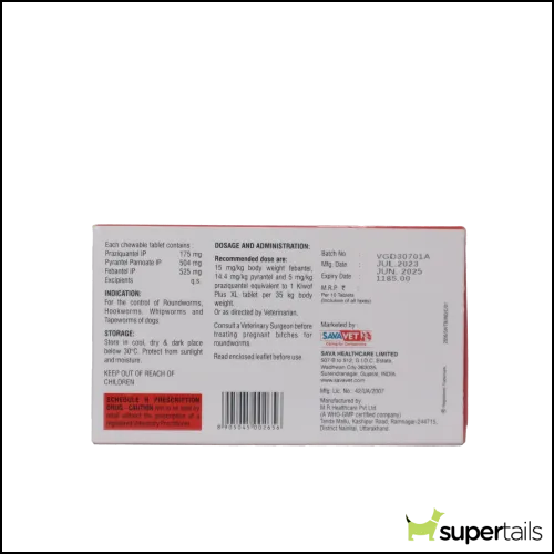 Savavet Kiwof Plus XL Dog Deworming Tablet (pack of 10 tablets)