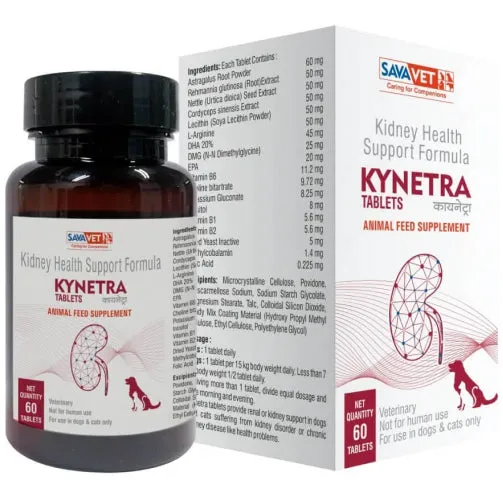 Savavet Kynetra Tablets for Kidney Health Support for Dogs and Cats (60 Tablets)