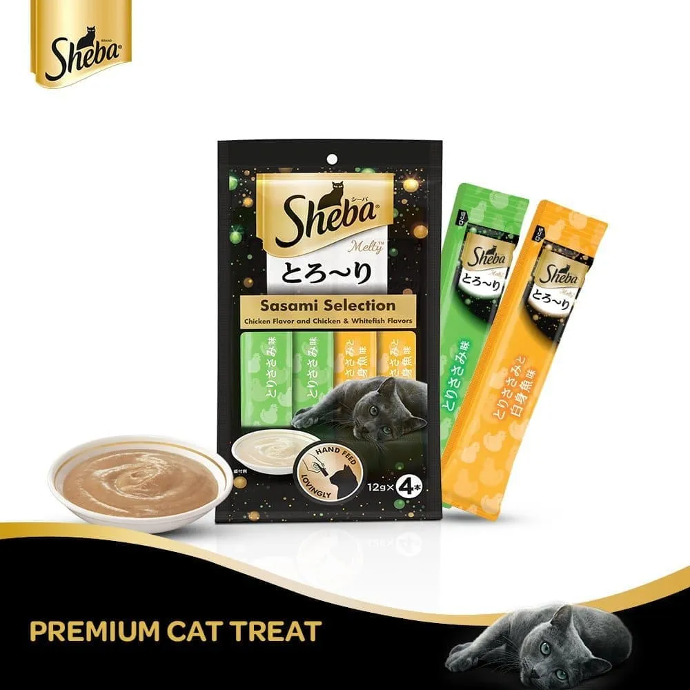 Sheba Chicken & Whitefish Sasami Melty Premium Treats and Trixie Catnip Play Spray for Cats Combo