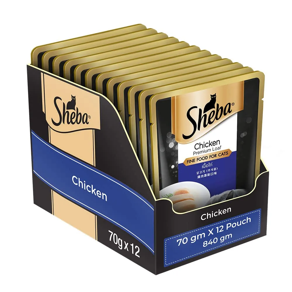 Sheba Chicken Loaf and Chicken With Tuna In Gravy Rich Premium Adult Fine Cat Wet Food Combo