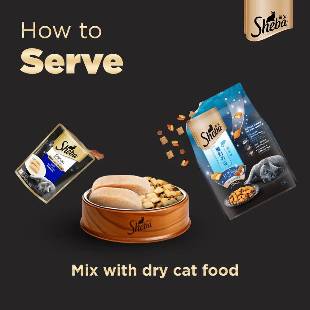 Sheba Chicken Loaf Rich Premium Adult Fine Wet Food and Chicken All Life Stage Cat Dry Food Combo