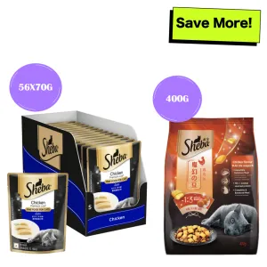 Sheba Chicken Loaf Rich Premium Adult Fine Wet Food and Chicken All Life Stage Cat Dry Food Combo
