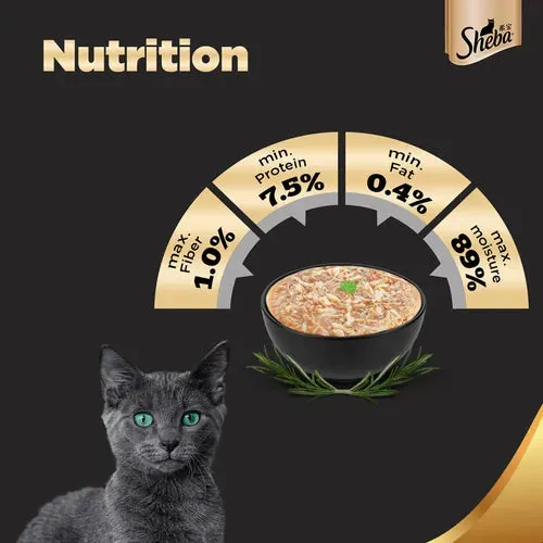 Sheba Chicken With Tuna In Gravy and Fish with Dry Bonito Flake Premium Cat Wet Food Combo