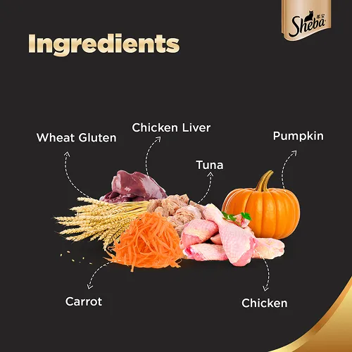 Sheba Chicken With Tuna In Gravy and Tuna Pumpkin & Carrot In Gravy Rich Premium Adult Fine Cat Wet Food Combo