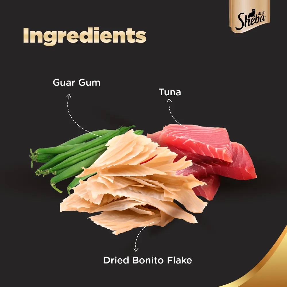 Sheba Fish with Dry Bonito, Maguro & Bream and Fish with Sasami Flake Premium Cat Wet Food Combo